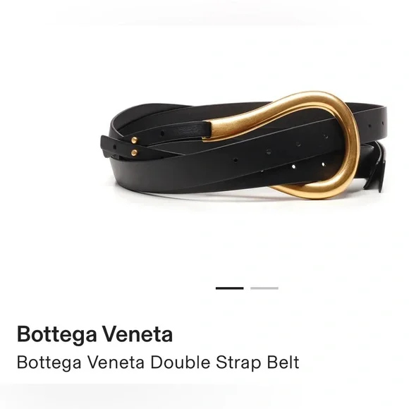 ベルト BOTTEGA VENETA FW21 CINTURA DOPPIA (577040 VMAU17654) Bottega Veneta Double Strap Leather Belt with Horseshoe